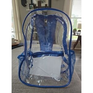 Moda West Clear Backpacks With Blue‎ Trim 17×12×6